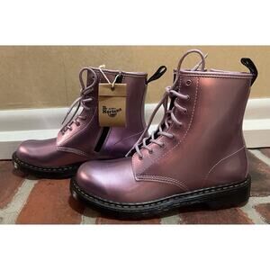 Dr Martens Pink Sparkle Metallic Lace Up 1460 Patent Leather Youth Size 7 NWOB